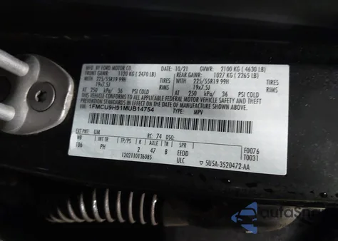 2021 Ford Escape Sel z USA, uszkodzony, nr VIN 1FMCU9H91MUB14754